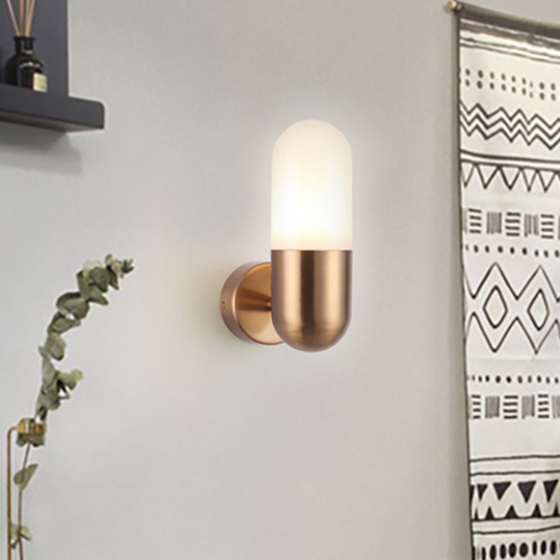 Frendorf | Kapsule Metalen Wandlamp Postmodern 1 Licht Zwart/Grijs/Wit Wandgemonteerde Lamp voor Slaapkamer