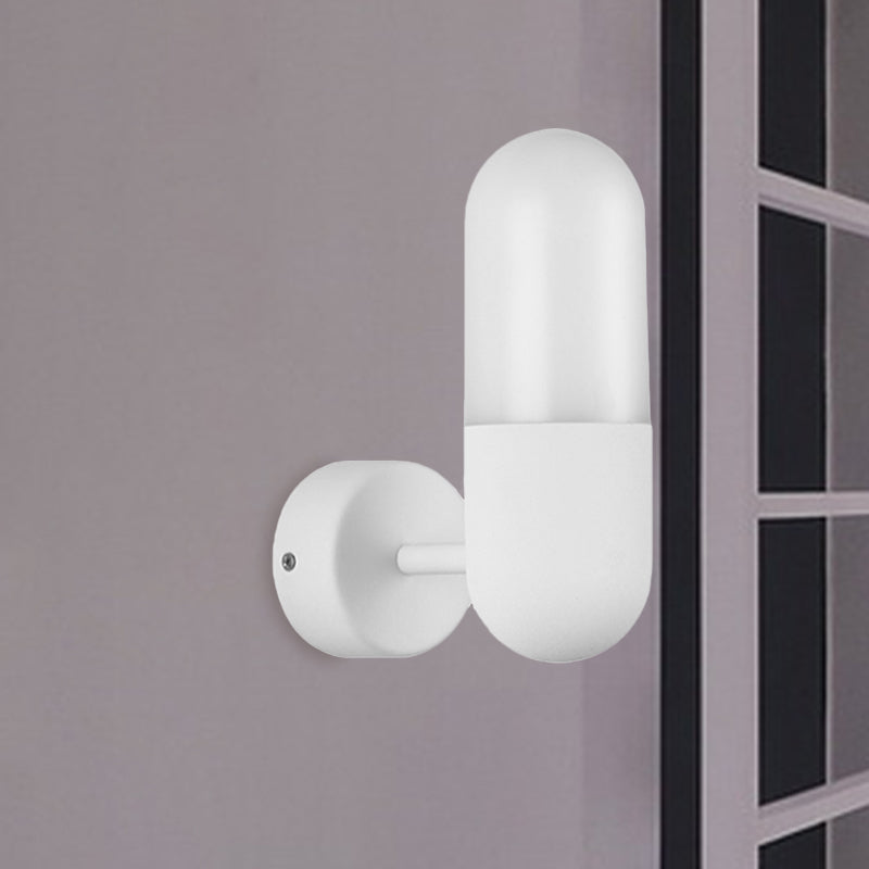 Frendorf | Kapsule Metalen Wandlamp Postmodern 1 Licht Zwart/Grijs/Wit Wandgemonteerde Lamp voor Slaapkamer