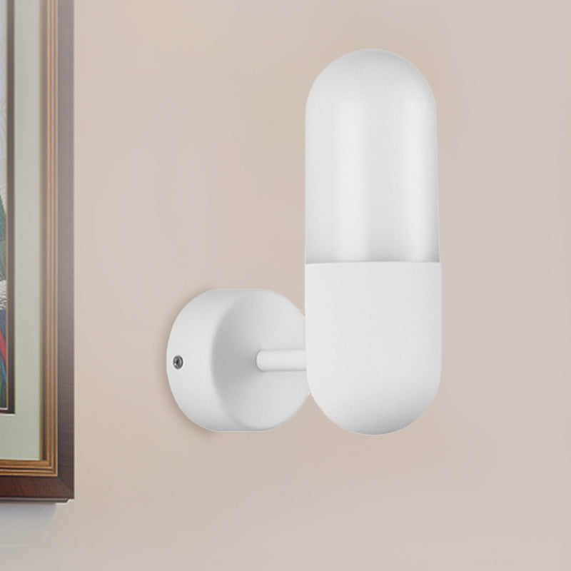 Frendorf | Kapsule Metalen Wandlamp Postmodern 1 Licht Zwart/Grijs/Wit Wandgemonteerde Lamp voor Slaapkamer