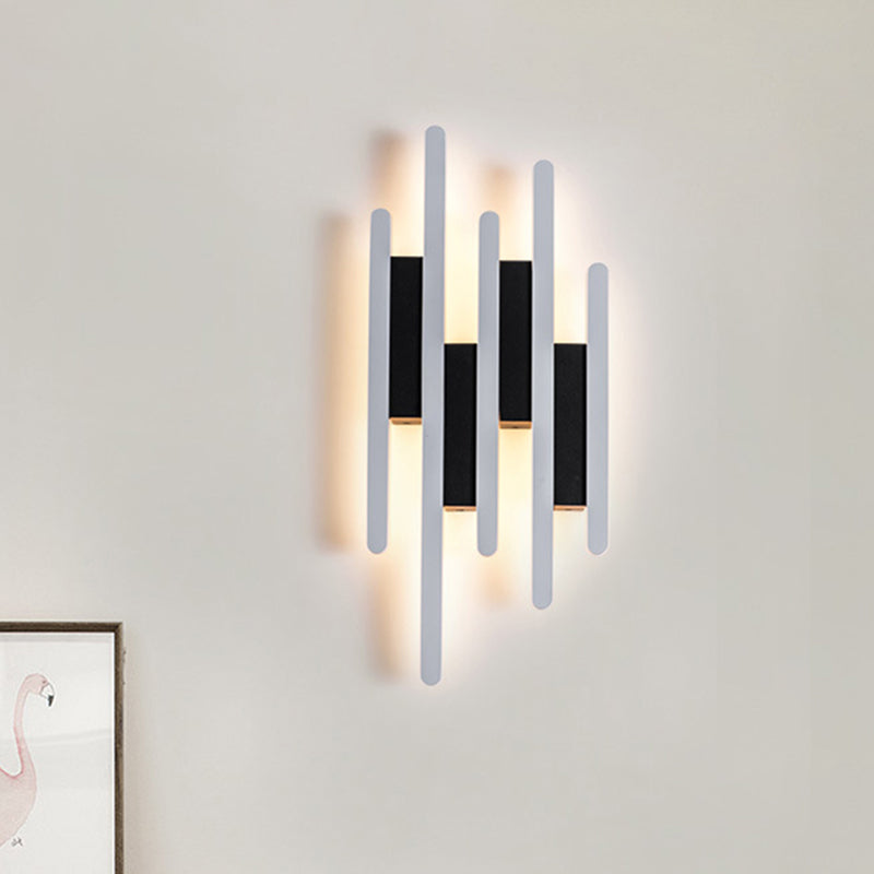 Moderne lineare wandmontierte Licht Acryl Weiß Nachttisch LED Wandleuchte in warm/weißem Licht, 12,5"/16,5"/20,5" H