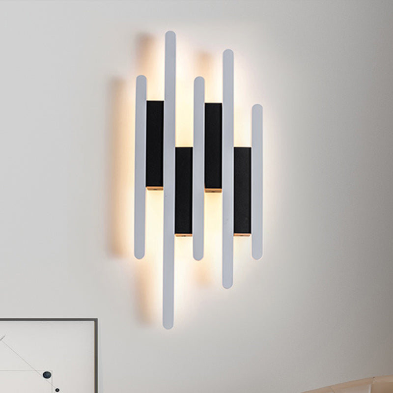 Moderne lineare wandmontierte Licht Acryl Weiß Nachttisch LED Wandleuchte in warm/weißem Licht, 12,5"/16,5"/20,5" H