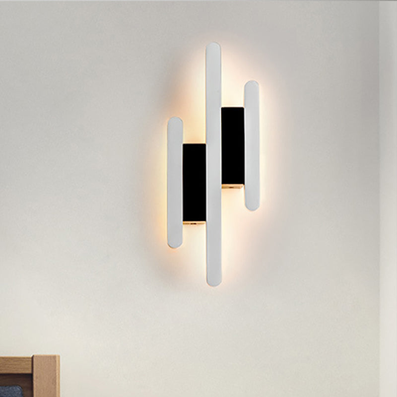 Moderne lineare wandmontierte Licht Acryl Weiß Nachttisch LED Wandleuchte in warm/weißem Licht, 12,5"/16,5"/20,5" H