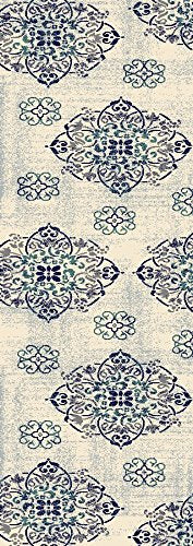 Frendorf | BeigeHaven Teppich | Design in Beige, Navy, Türkis & Grau | Pflegeleicht & Modern | Perfekt für Wohnzimmer & Flur