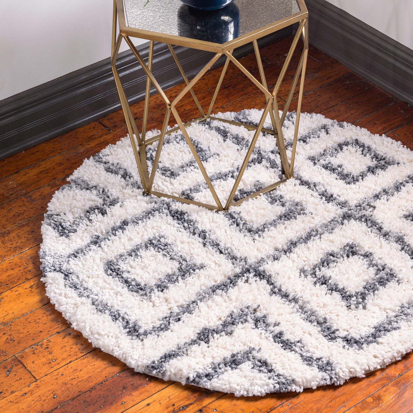 Frendorf | DiamondLuxe Shag - Teppich mit Diamantmuster | Shaggy Hochflorteppich | Weich & Modern | Perfekt für Wohnzimmer