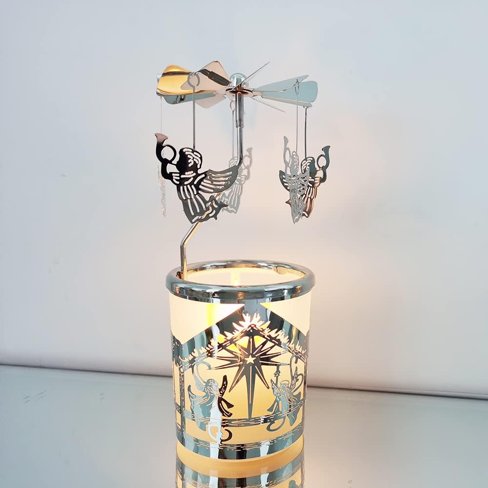 Frendorf | Halloween Iron Spider Runde Glas Kerzenhalter – Gothic Teelicht Laterne – Haunted House Tischdeko – Spooky Metall Spinnennetz Kerzenständer – Horror-Themen Halloween Dekoration
