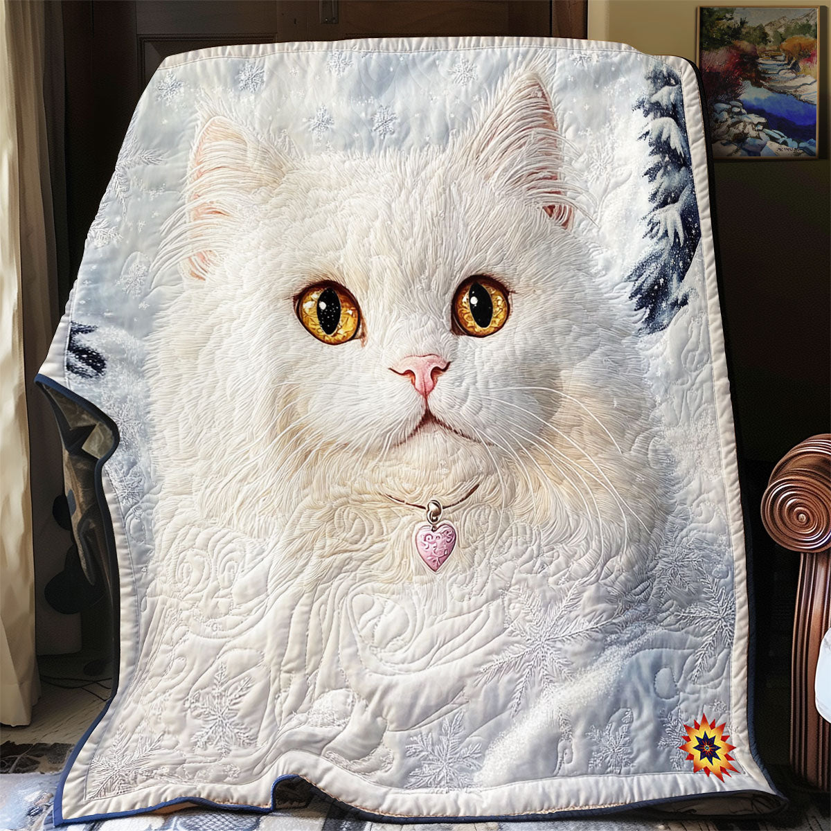 Snow Cat Steppdecke