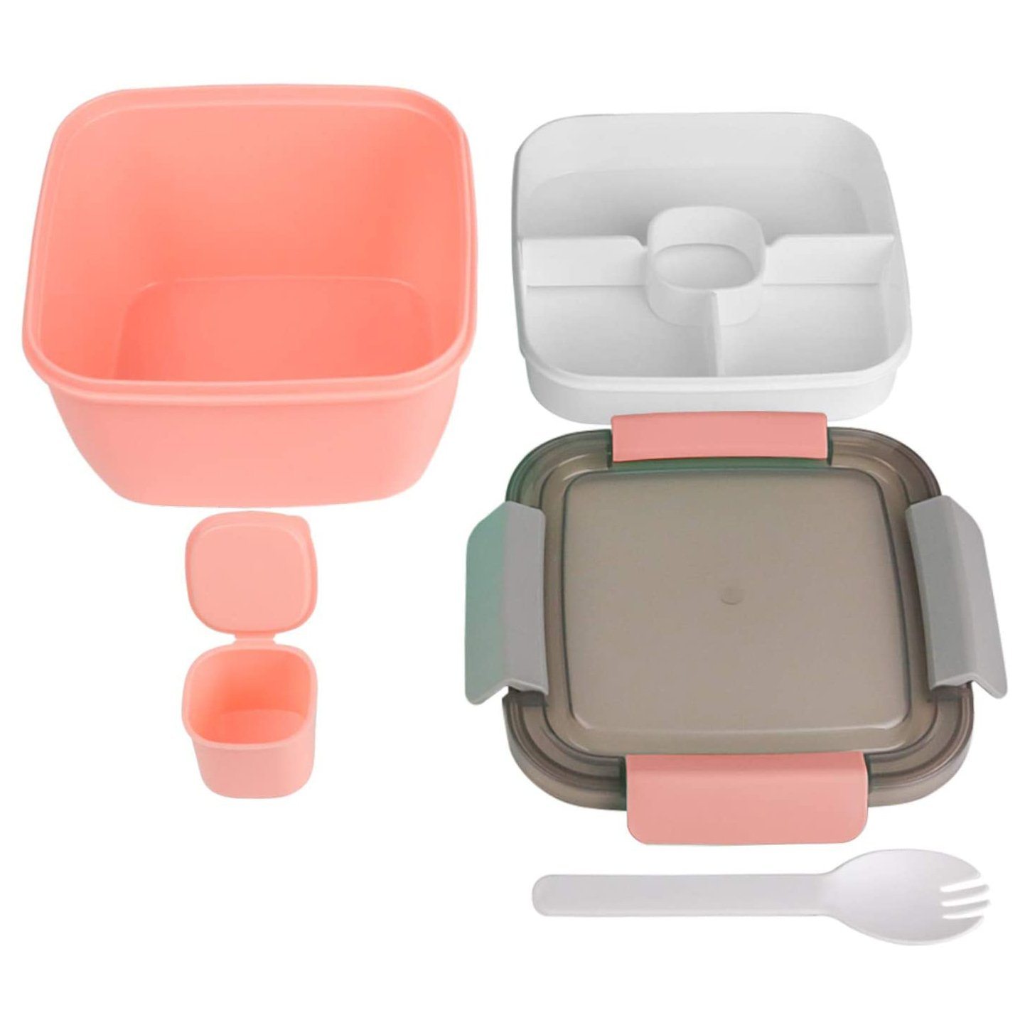 Frendorf | 51oz Salatschüssel mit abnehmbarem 3-Fächer Bento-Style Tablett