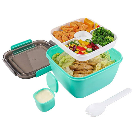 Frendorf | 51oz Salatschüssel mit abnehmbarem 3-Fächer Bento-Style Tablett