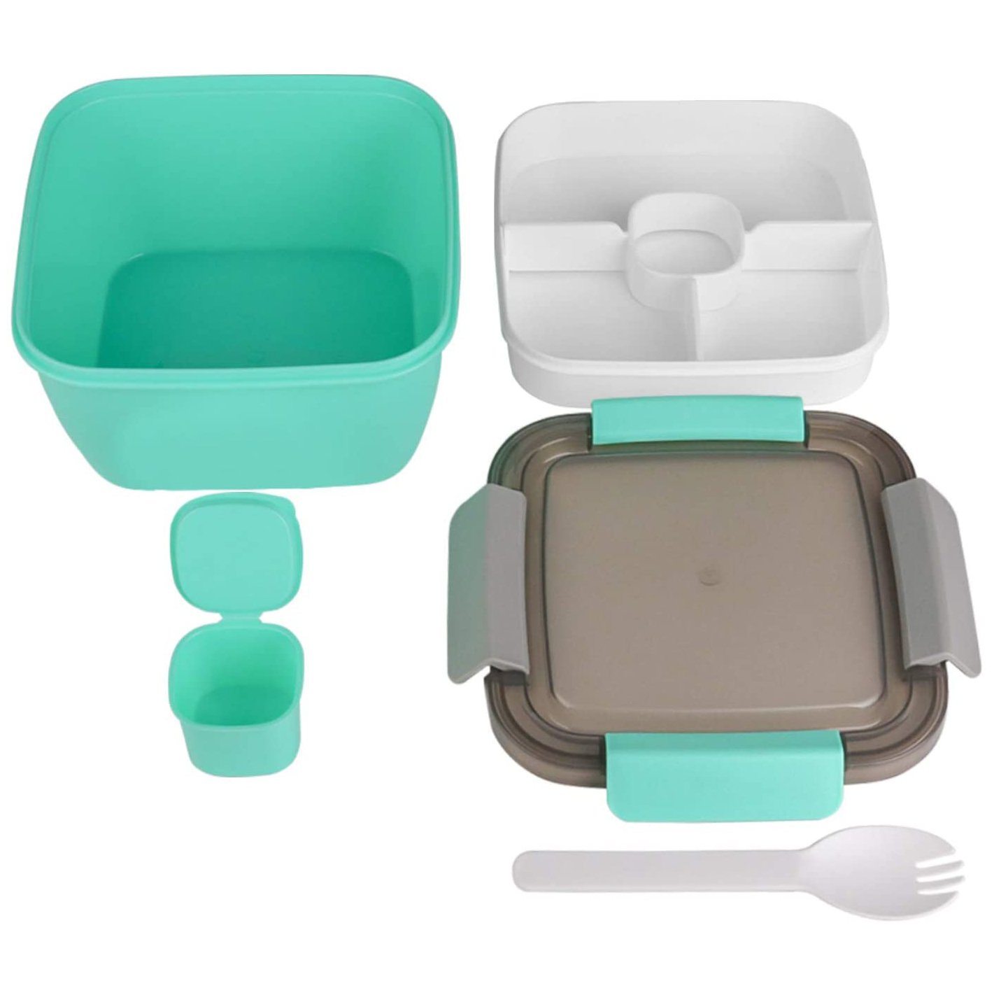 Frendorf | 51oz Salatschüssel mit abnehmbarem 3-Fächer Bento-Style Tablett