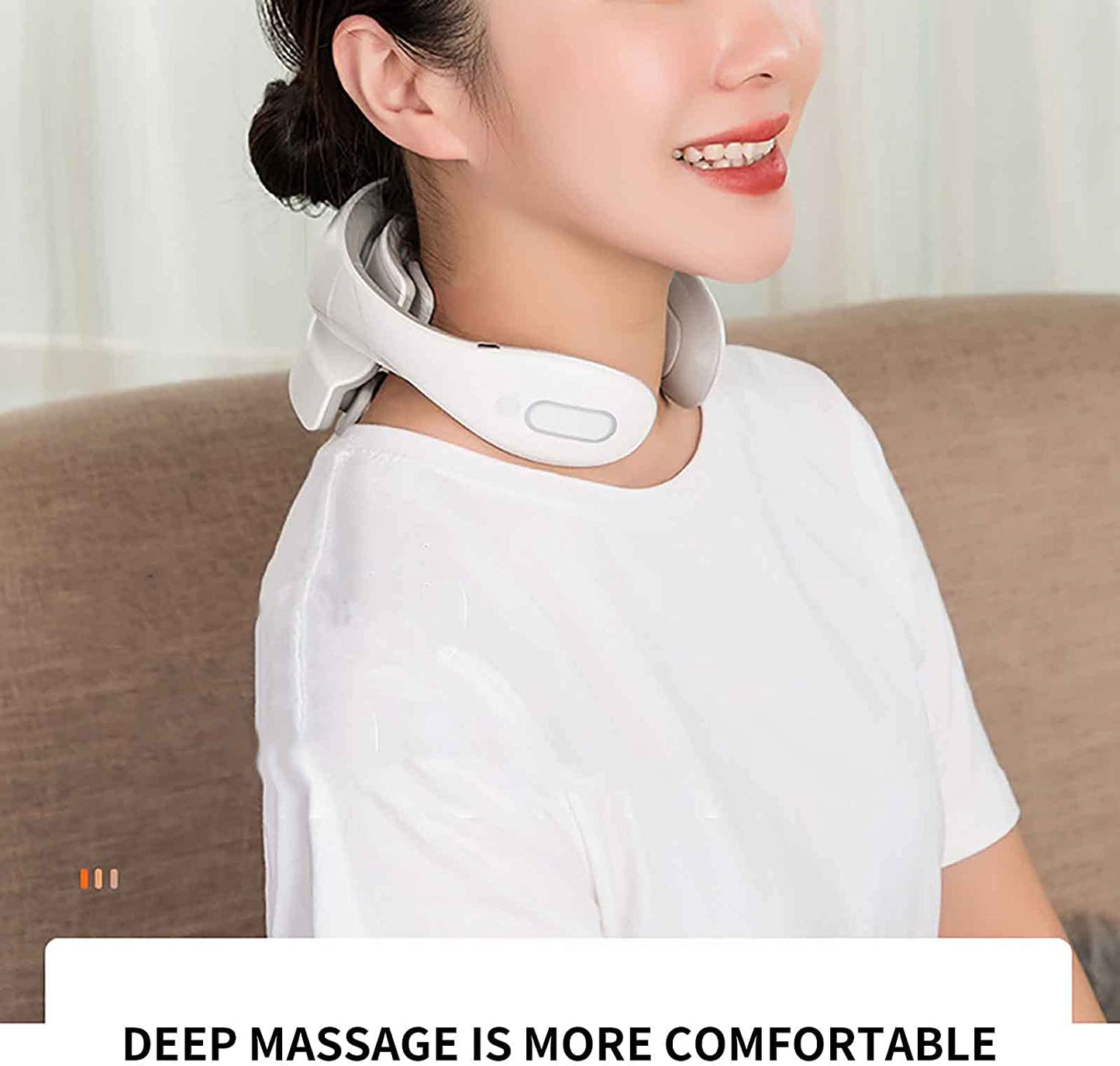 Frendorf | Nackenmassager mit Wärme, Schmerztherapie, intelligenter Nackenmassager, 4 Massageköpfe tragbarer Tiefengewebs-Triggerpunkt-Massager