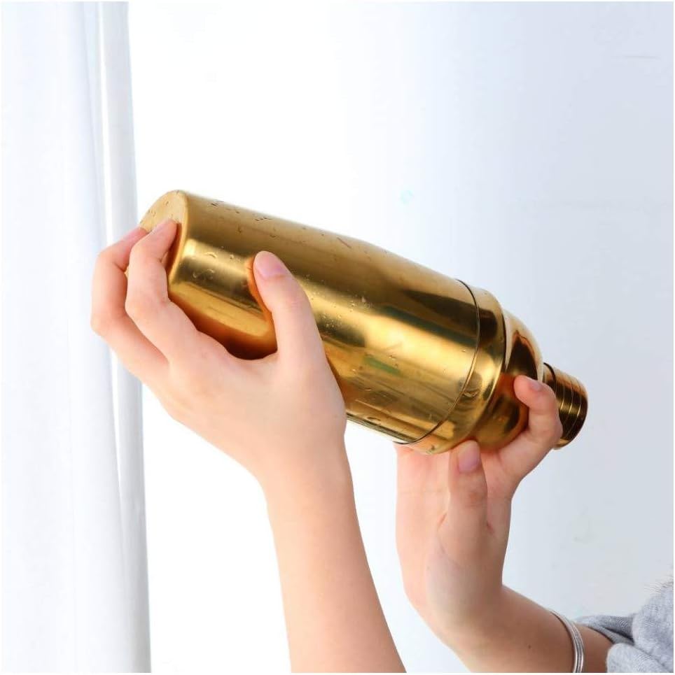 Frendorf | Gold Cocktail-Shaker 500 ml Premium Edelstahl Barkeeper Mixer für die Hausbar Professionelle Verwendung Auslaufsicheres Martini-Shaker-Set zum Mischen von Getränken Cocktails Margarita Mojito Old Fashioned