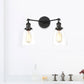 Frendorf | Tapered Clear Glass Wandlamp Industrieel 2 Lichten Binnen Sconces Verlichtingsarmatuur in Zwart/Bronze/Brass
