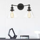 Frendorf | Klarer Glas konische Wandmontage Licht Vintage 2 Lichter Wohnzimmer Wandleuchten Leuchte in Schwarz/Messing/Bronze