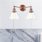 Frendorf | Klarer Glas konische Wandmontage Licht Vintage 2 Lichter Wohnzimmer Wandleuchten Leuchte in Schwarz/Messing/Bronze