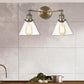 Frendorf | Klarer Glas konische Wandmontage Licht Vintage 2 Lichter Wohnzimmer Wandleuchten Leuchte in Schwarz/Messing/Bronze