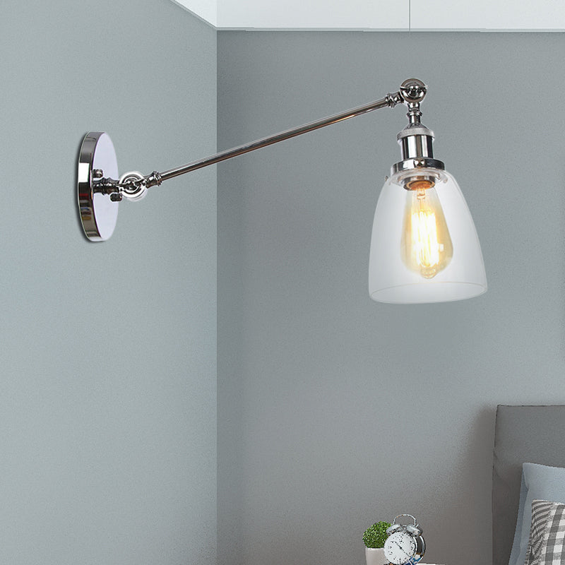 Frendorf | Schwarz/Bronze/Messing 1-licht Wandlampenarmatur Industrie-Stil Klarglas Kegelleuchte mit Arm, 8"/12" L