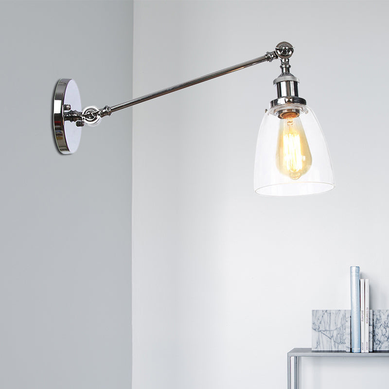 Frendorf | Schwarz/Bronze/Messing 1-licht Wandlampenarmatur Industrie-Stil Klarglas Kegelleuchte mit Arm, 8"/12" L