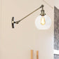 Klares Glas-Globus-Wandlicht Bauernhaus 1 Licht Wohnzimmer Beleuchtung Armatur in Schwarz/Messing/Bronze mit Arm, 8"/12" L