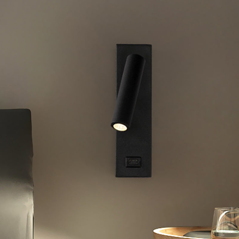 Frendorf | USB Oplaadbare Tube Wandlamp Eenvoudige Metaal Geïntegreerde LED Zwart/Wit Wandverlichting, Warm/Wit Licht
