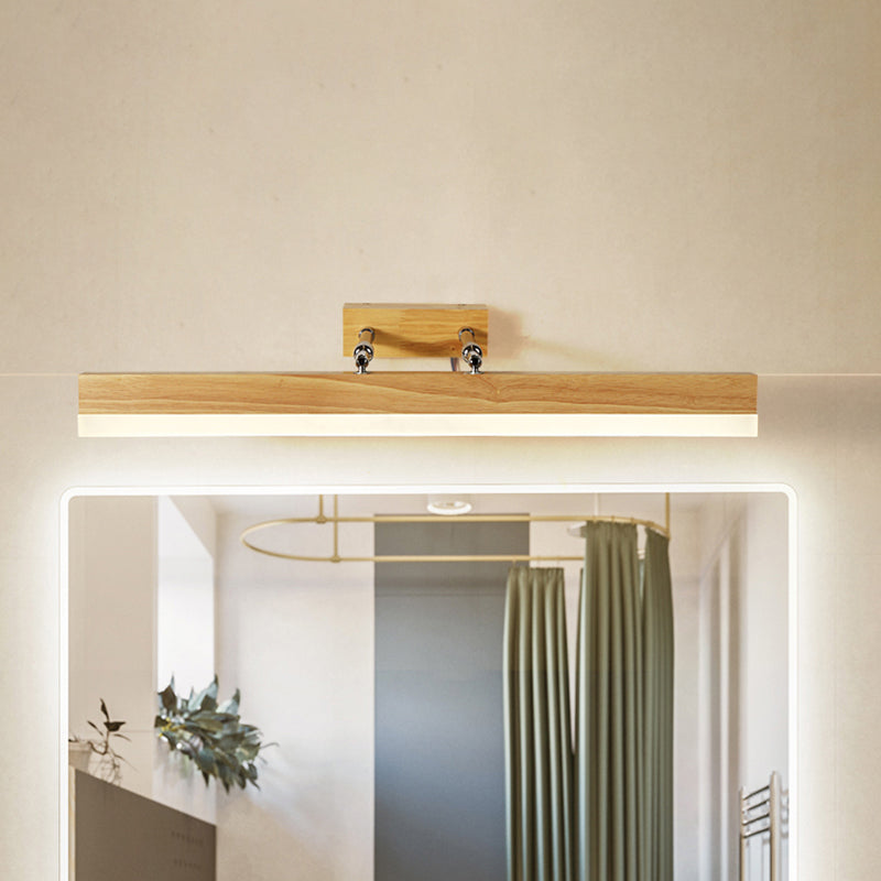 Frendorf | Lineare Vanity Light Zeitgenössische Holz Led Beige Wandmontierte Vanity Lampe in Weiß/Warmlicht, 16"/23,5"/31,5" Breit