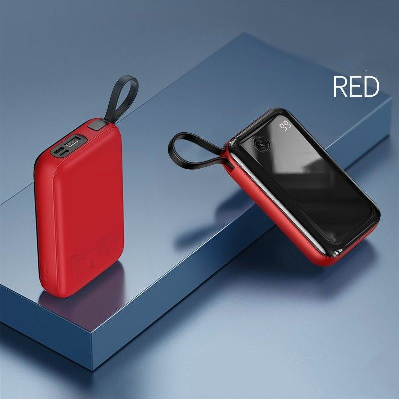 Frendorf | 10000mAh Powerbank mit integriertem Kabel & 3 Ausgängen, für Telefon & Tablet
