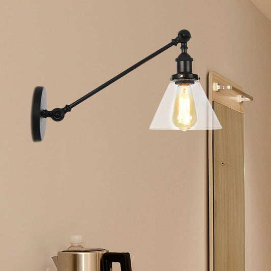 Frendorf | Industriële Conische Wandlamp 1 Lichtheldere Glasverlichting in Zwart/Bronze/Brass, 8"/12" L Arm