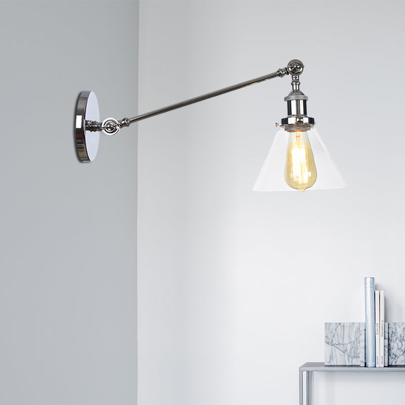 Frendorf | Industriële Conische Wandlamp 1 Lichtheldere Glasverlichting in Zwart/Bronze/Brass, 8"/12" L Arm