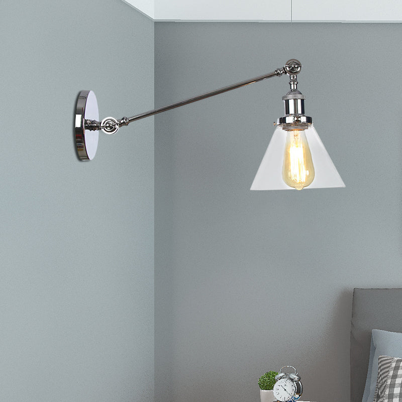 Frendorf | Industriële Conische Wandlamp 1 Lichtheldere Glasverlichting in Zwart/Bronze/Brass, 8"/12" L Arm