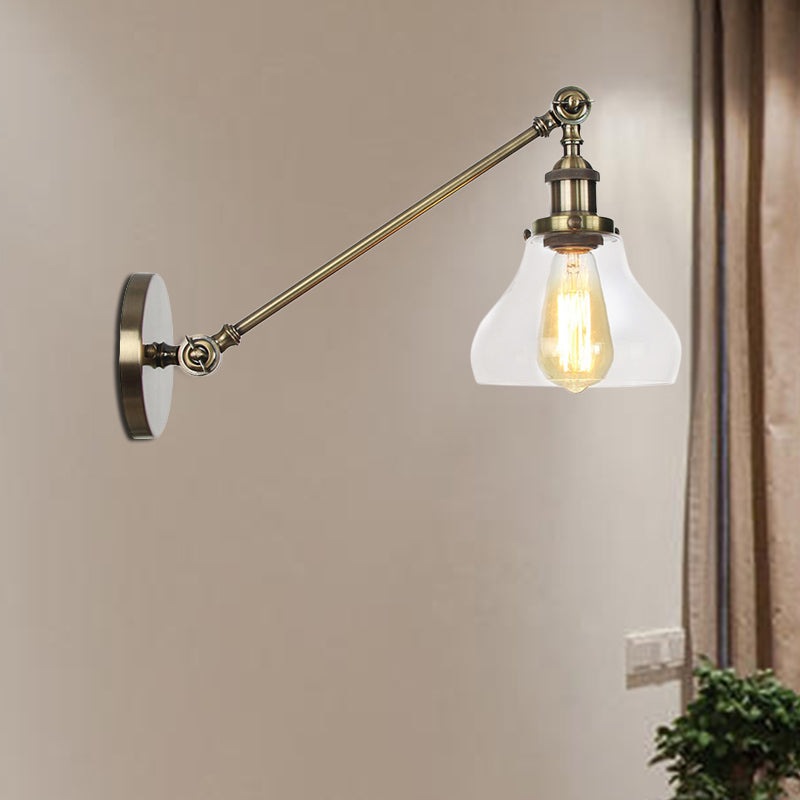 Frendorf | 1 Licht Binnenverlichting Armatuur Boerderij Zwart/Bronze/Brass Wandlamp met Pear Duidelijk Glazen Schaduw, 8"/12" L Arm