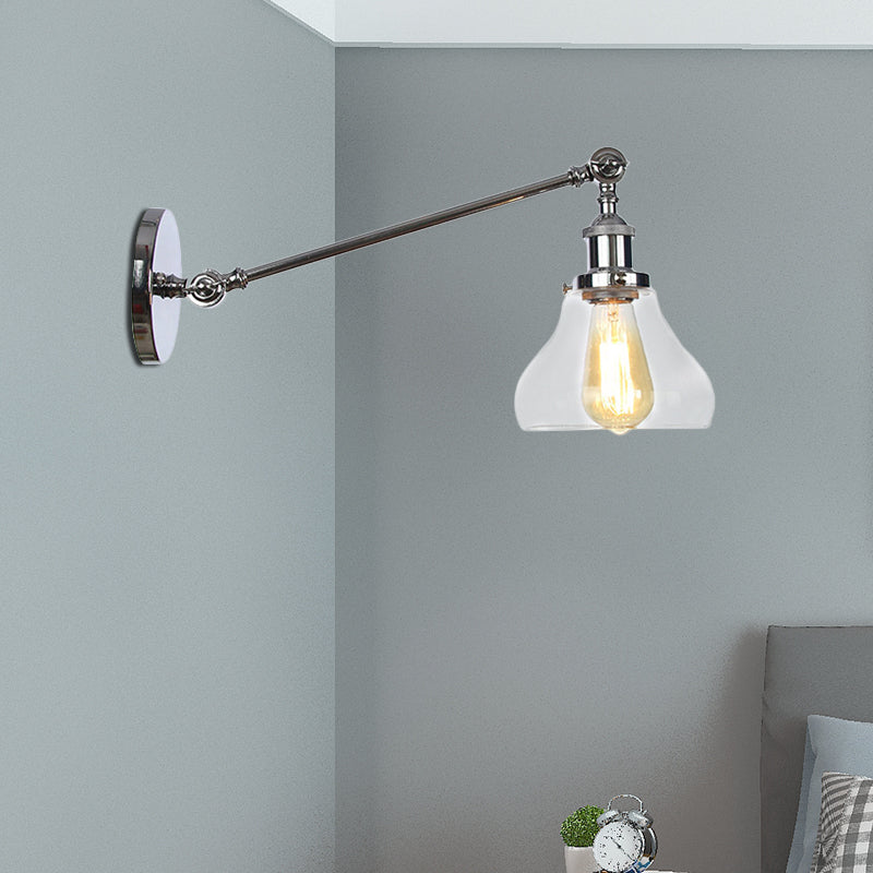 Frendorf | 1 Licht Binnenverlichting Armatuur Boerderij Zwart/Bronze/Brass Wandlamp met Pear Duidelijk Glazen Schaduw, 8"/12" L Arm