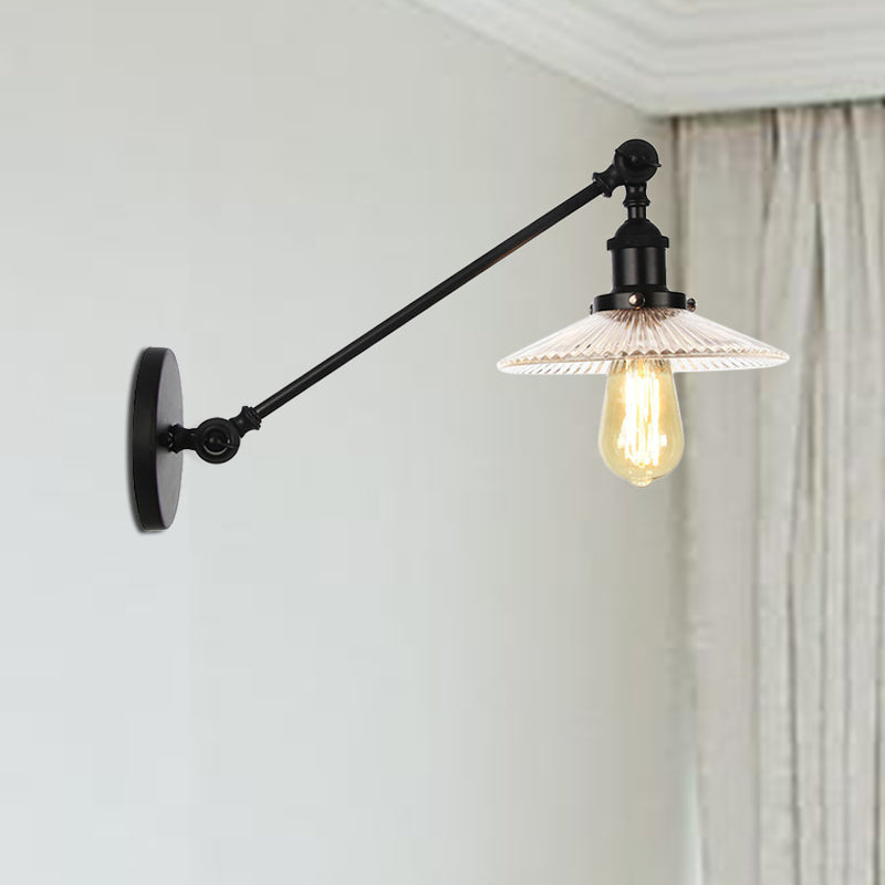 Frendorf | Klar gerilltes Glas Bronze/Messing/Kupfer Wand montierte Lampe Schale 1 Licht Vintage Beleuchtung Leuchte, 8"/12" L Arm