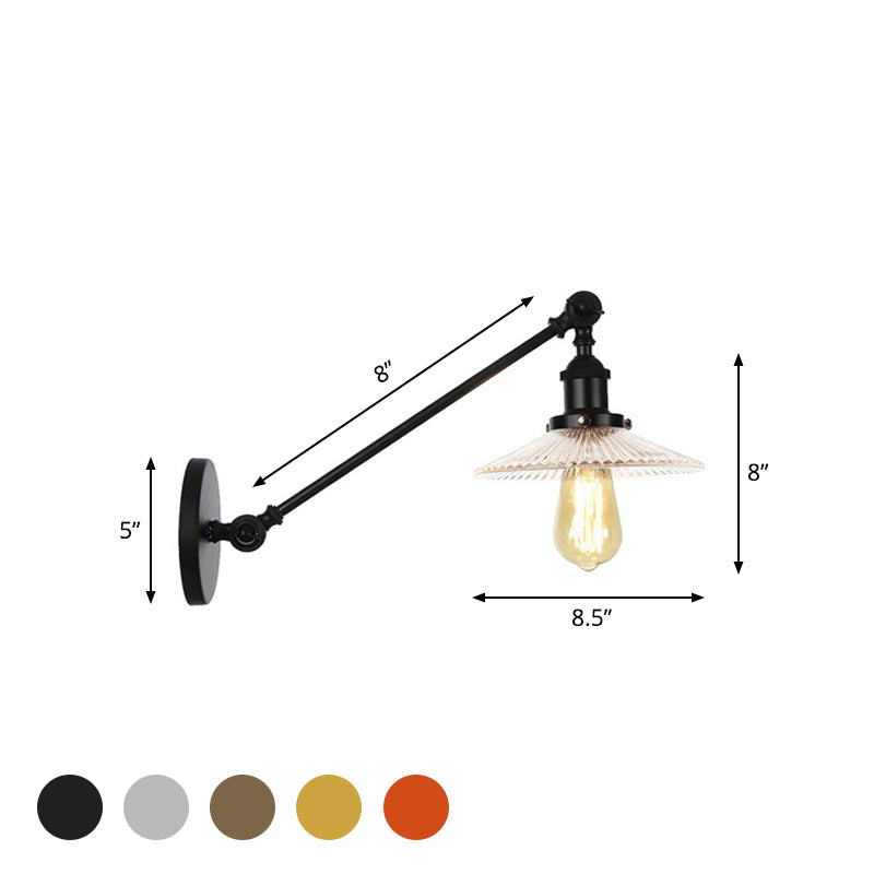 Frendorf | Klar gerilltes Glas Bronze/Messing/Kupfer Wand montierte Lampe Schale 1 Licht Vintage Beleuchtung Leuchte, 8"/12" L Arm