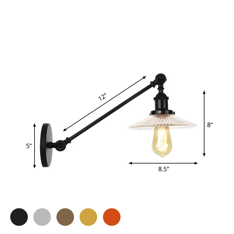 Frendorf | Klar gerilltes Glas Bronze/Messing/Kupfer Wand montierte Lampe Schale 1 Licht Vintage Beleuchtung Leuchte, 8"/12" L Arm