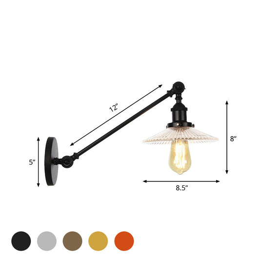Frendorf | Klar gerilltes Glas Bronze/Messing/Kupfer Wand montierte Lampe Schale 1 Licht Vintage Beleuchtung Leuchte, 8"/12" L Arm