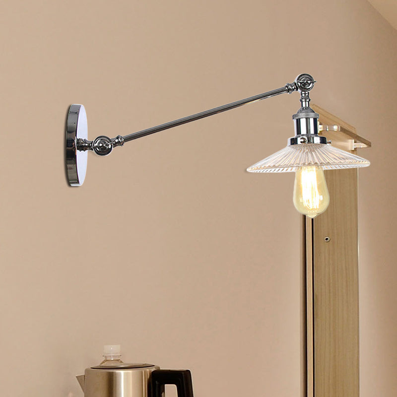 Frendorf | Klar gerilltes Glas Bronze/Messing/Kupfer Wand montierte Lampe Schale 1 Licht Vintage Beleuchtung Leuchte, 8"/12" L Arm