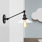 Frendorf | 1 Licht Binnen Wandlamp Vintage Zwart/Brass/Bronze Verlichtingsarmatuur met Kegel Transparante Glazen Shade, 8"/12" L Arm
