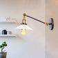 Frendorf | Industriële Conische Wandlamp 1 Licht Opal Glas Wandlamp in Zwart/Roodkoper/Messing met Arm, 8"/12" L
