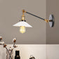Frendorf | Industriële Conische Wandlamp 1 Licht Opal Glas Wandlamp in Zwart/Roodkoper/Messing met Arm, 8"/12" L