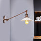 Frendorf | Industriële Conische Wandlamp 1 Licht Opal Glas Wandlamp in Zwart/Roodkoper/Messing met Arm, 8"/12" L