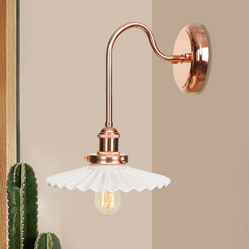 Frendorf | Kupferschale/gelochte Wandleuchte Vintage Weiß/Klares Glas 1 Licht Innenwandleuchte