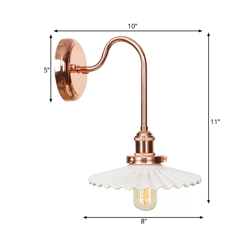 Frendorf | Kupferschale/gelochte Wandleuchte Vintage Weiß/Klares Glas 1 Licht Innenwandleuchte