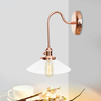 Frendorf | Kupferschale/gelochte Wandleuchte Vintage Weiß/Klares Glas 1 Licht Innenwandleuchte