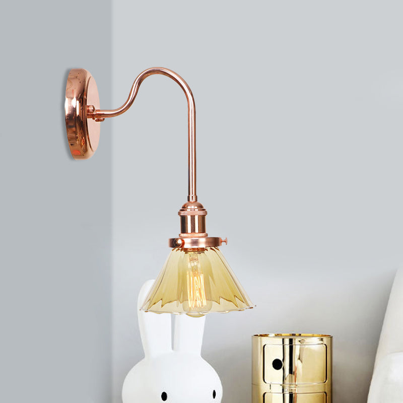 Frendorf | 1 Lichtkegel Wandlamp Vintage Helder/Amber Glas Wandverlichting Armatuur voor Woonkamer