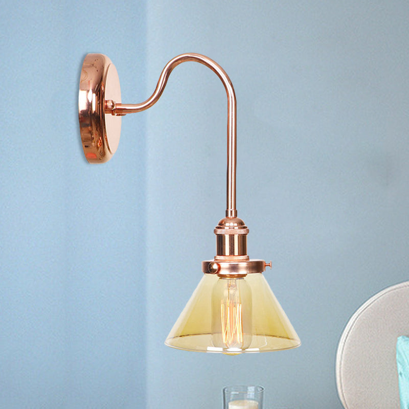 Frendorf | 1 Lichtkegel Wandlamp Vintage Helder/Amber Glas Wandverlichting Armatuur voor Woonkamer