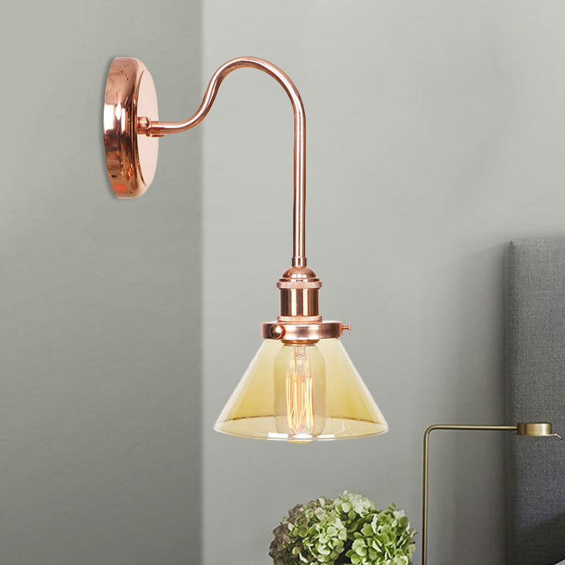 Frendorf | 1 Lichtkegel Wandlamp Vintage Helder/Amber Glas Wandverlichting Armatuur voor Woonkamer