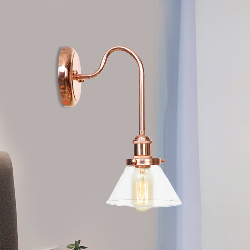 Frendorf | 1 Lichtkegel Wandlamp Vintage Helder/Amber Glas Wandverlichting Armatuur voor Woonkamer
