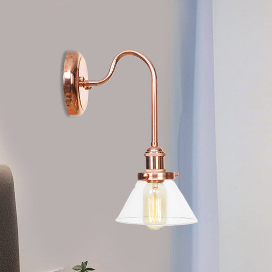 Frendorf | 1 Lichtkegel Wandlamp Vintage Helder/Amber Glas Wandverlichting Armatuur voor Woonkamer