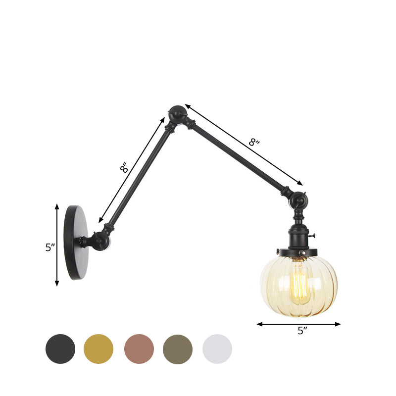 Frendorf | Globe Klar/Amber Glas Wandmontierter Beleuchtung Vintage 1 Licht Innen Sconces in Messing/Chrom/Schwarz mit Verstellbarem Arm, 8"+8"/8"+8"+8" L