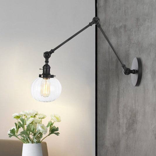 Frendorf | Globe Klar/Amber Glas Wandmontierter Beleuchtung Vintage 1 Licht Innen Sconces in Messing/Chrom/Schwarz mit Verstellbarem Arm, 8"+8"/8"+8"+8" L