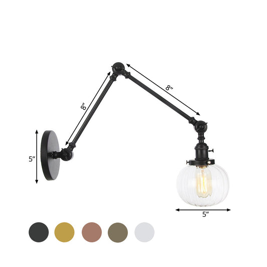 Frendorf | Globe Klar/Amber Glas Wandmontierter Beleuchtung Vintage 1 Licht Innen Sconces in Messing/Chrom/Schwarz mit Verstellbarem Arm, 8"+8"/8"+8"+8" L